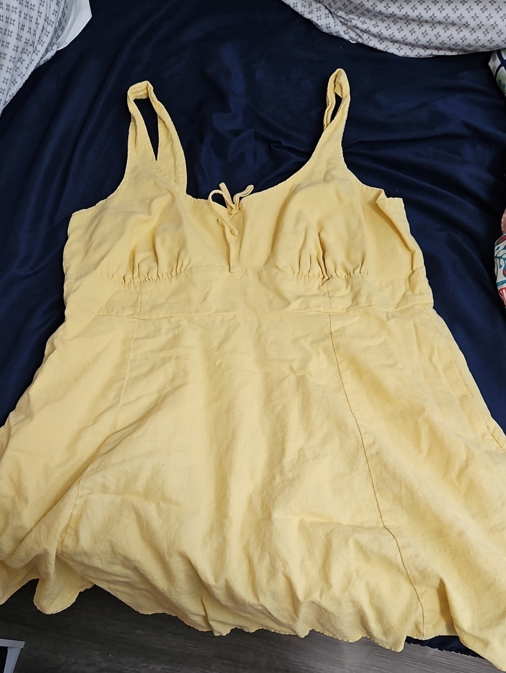 Women’s Yellow Tie-Front Tank Dress